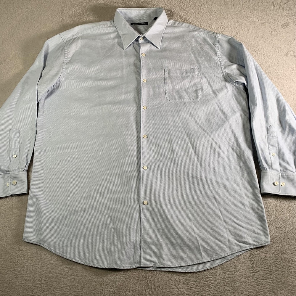 Greg Norman Shirt Mens 3XL Light Blue Button Front Long Sleeve Cotton Pocket